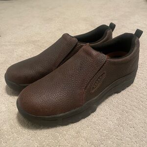 Roper Men 11 Brown Leather Slip On Work Shoes